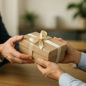 Arbejdsgiver uddeler gaver til arbejdspladsen