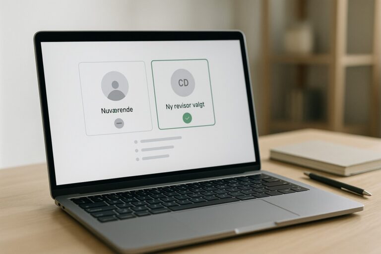 Laptop revisor skift ved at viser to revisorprofiler