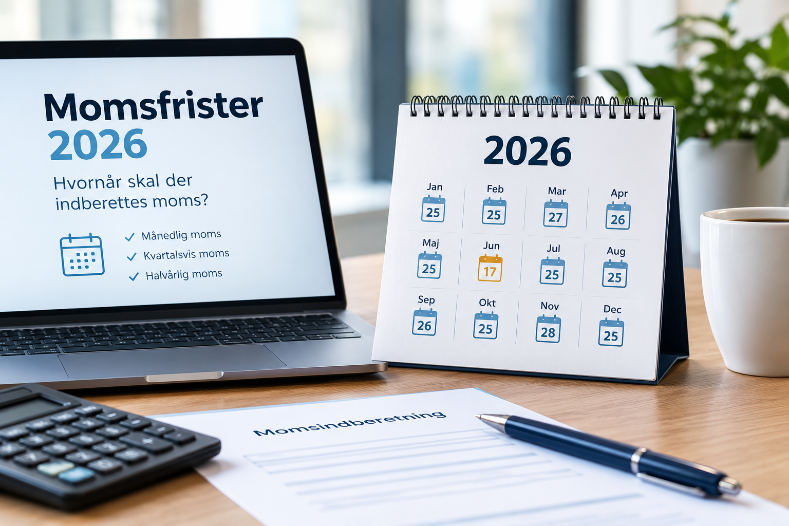 Momsfrister 2026 – overblik over frister for indberetning og betaling af moms